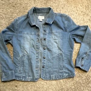 Live a Little Jean Jacket Blue Button Front Collared - Women's Large